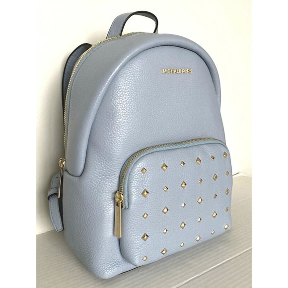 New Michael Kors Erin Medium Backpack Pebble Leather Pale Blue Studs main image 5